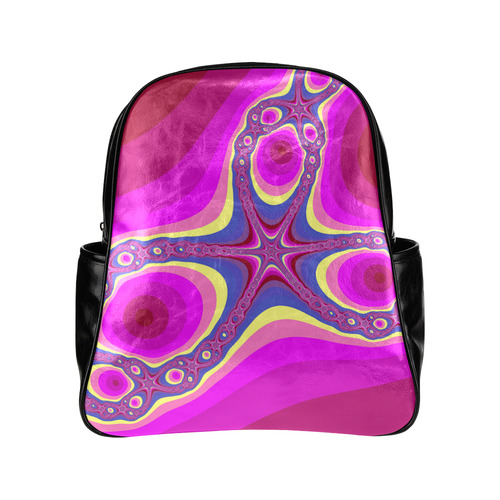 Fractal in pink Multi-Pockets Backpack (Model 1636)
