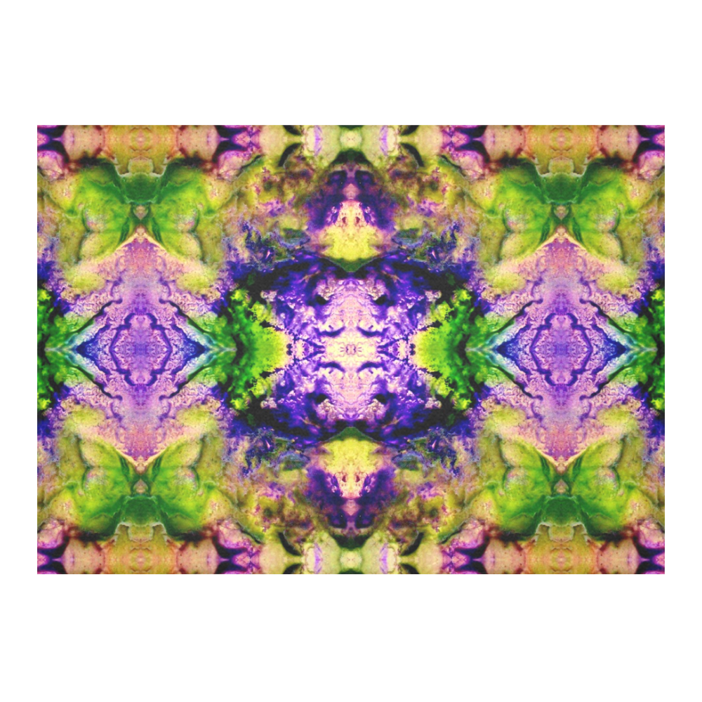 Green,Purple Yellow ,Goa Pattern Cotton Linen Tablecloth 60"x 84"