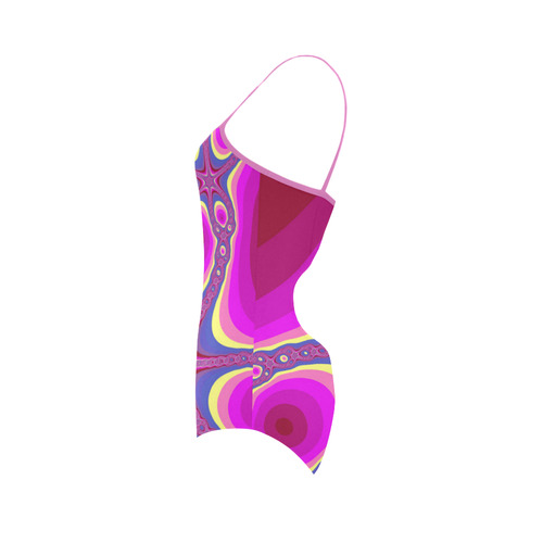 Fractal in pink Strap Swimsuit ( Model S05)