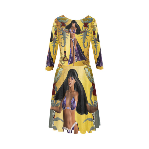 Egyptian women with scorpion Elbow Sleeve Ice Skater Dress (D20)