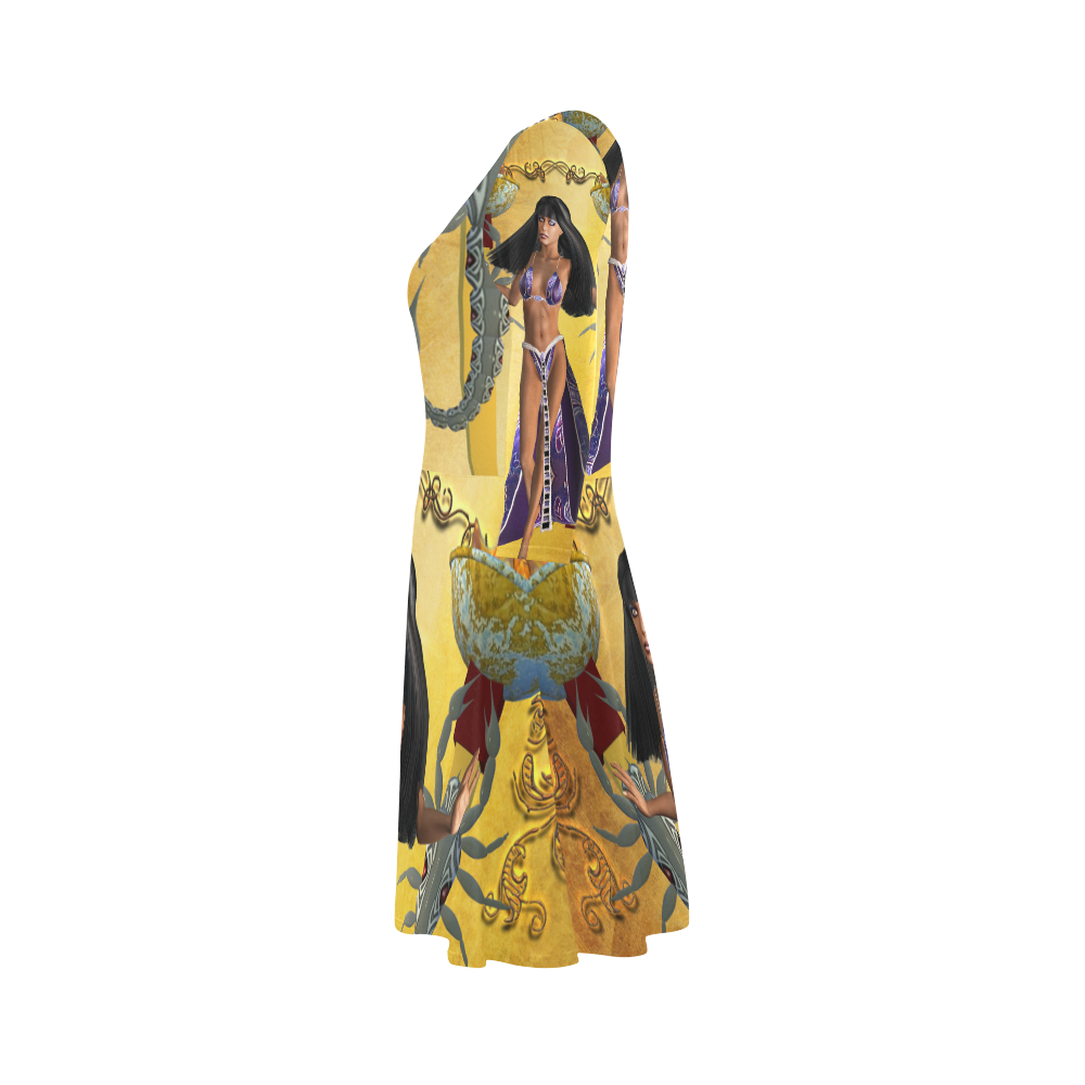 Egyptian women with scorpion 3/4 Sleeve Sundress (D23)