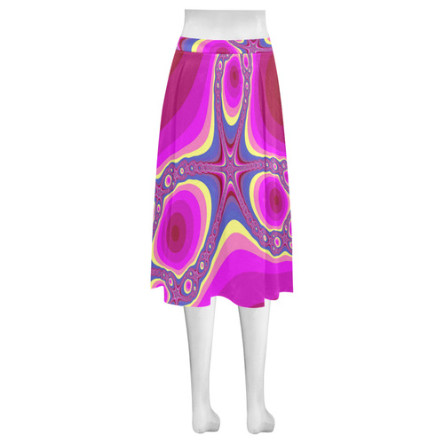 Girls, looks here, fractal in pink Mnemosyne Women's Crepe Skirt (Model D16)
