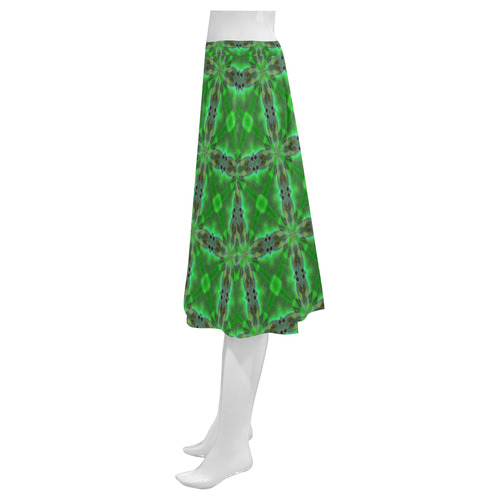 Green Geometric Pattern Mnemosyne Women's Crepe Skirt (Model D16)