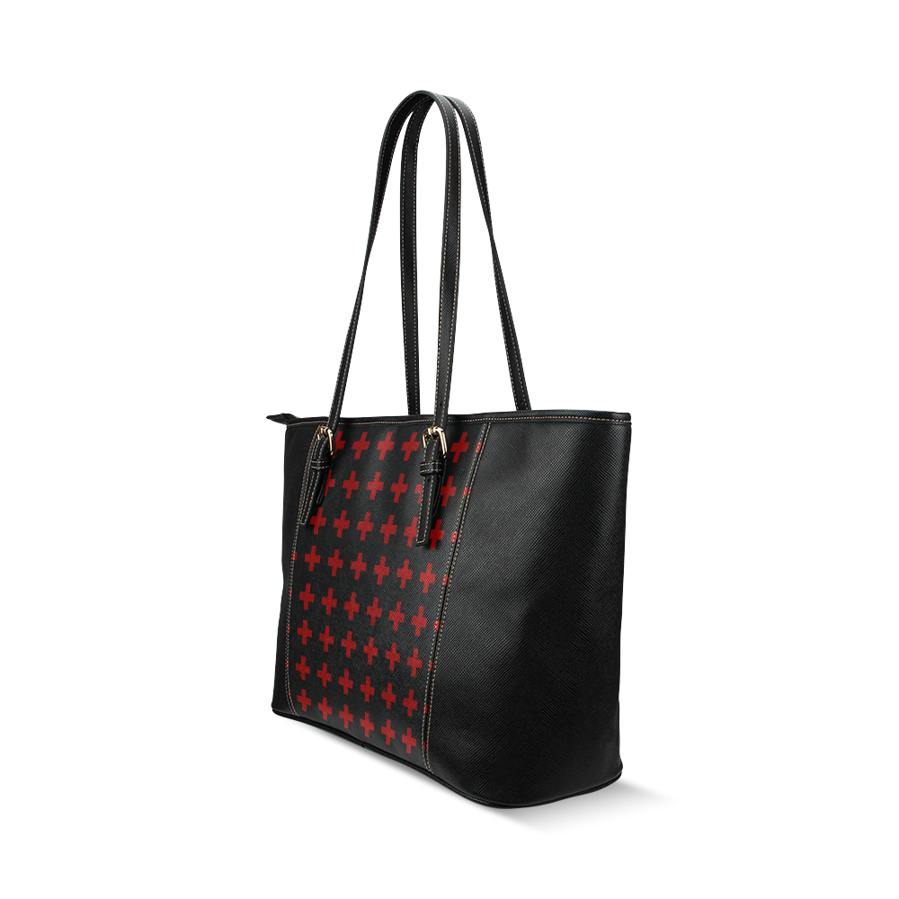 Crosses Punk Rock Style red crosses pattern Leather Tote Bag/Small (Model 1640)