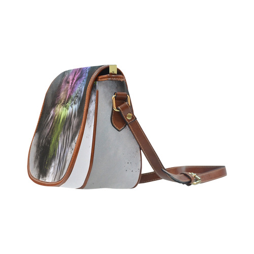 Abstract colorful owl Saddle Bag/Large (Model 1649)
