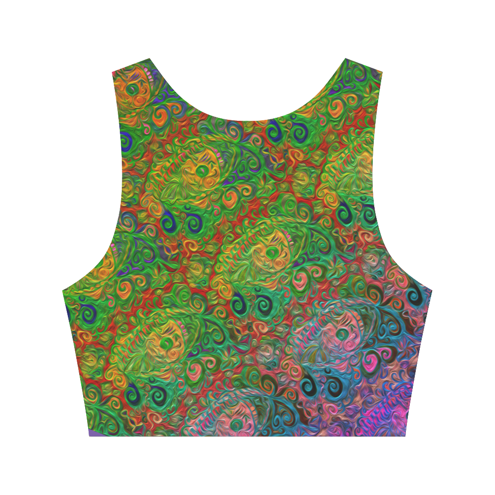 Your Paisley Eye Oil Paint by MJS and Aleta Women's Crop Top (Model T42)