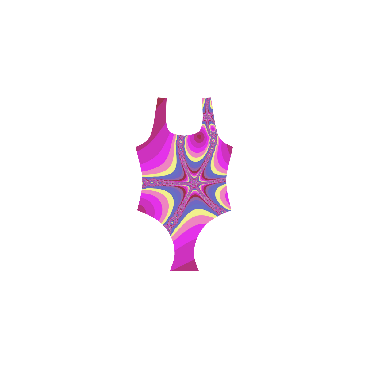 Fractal in pink Vest One Piece Swimsuit (Model S04)