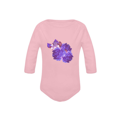 Vintage hand-drawn Body for little girls. Atelier fashion news for 2016. Hand-drawn original floral  Baby Powder Organic Long Sleeve One Piece (Model T27)