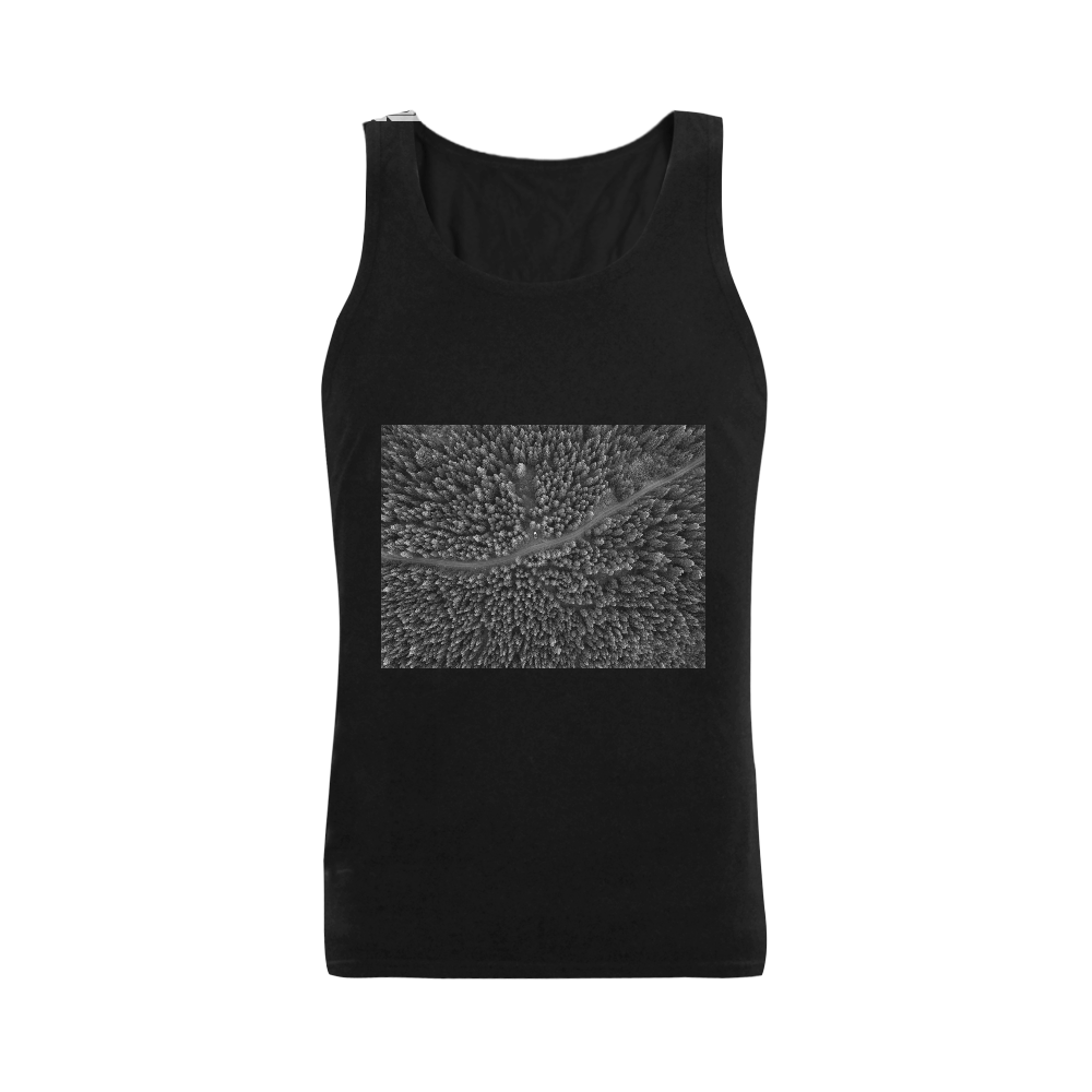 NEW EDITION! Designers T-Shirt in black for Man with "area forest". Original designers fas Plus-size Men's Shoulder-Free Tank Top (Model T33)