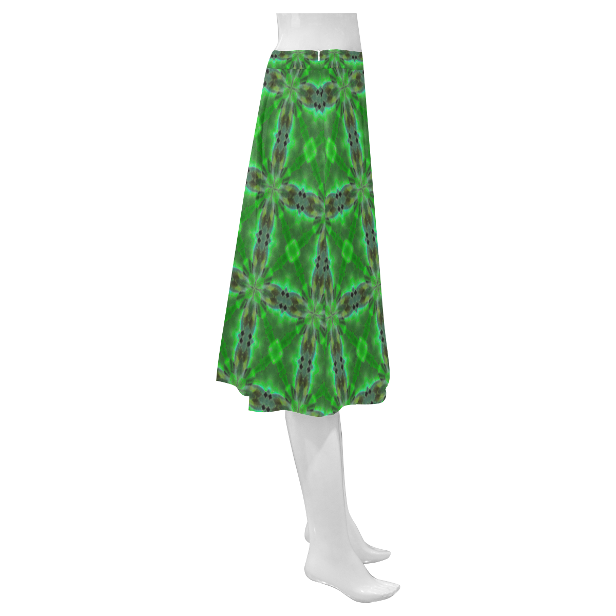 Green Geometric Pattern Mnemosyne Women's Crepe Skirt (Model D16)