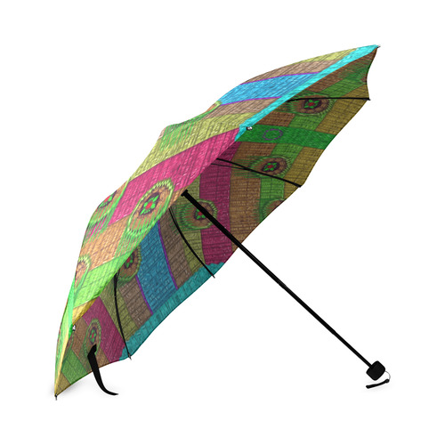 Gold and Florals In Shimmering Popart Foldable Umbrella (Model U01)