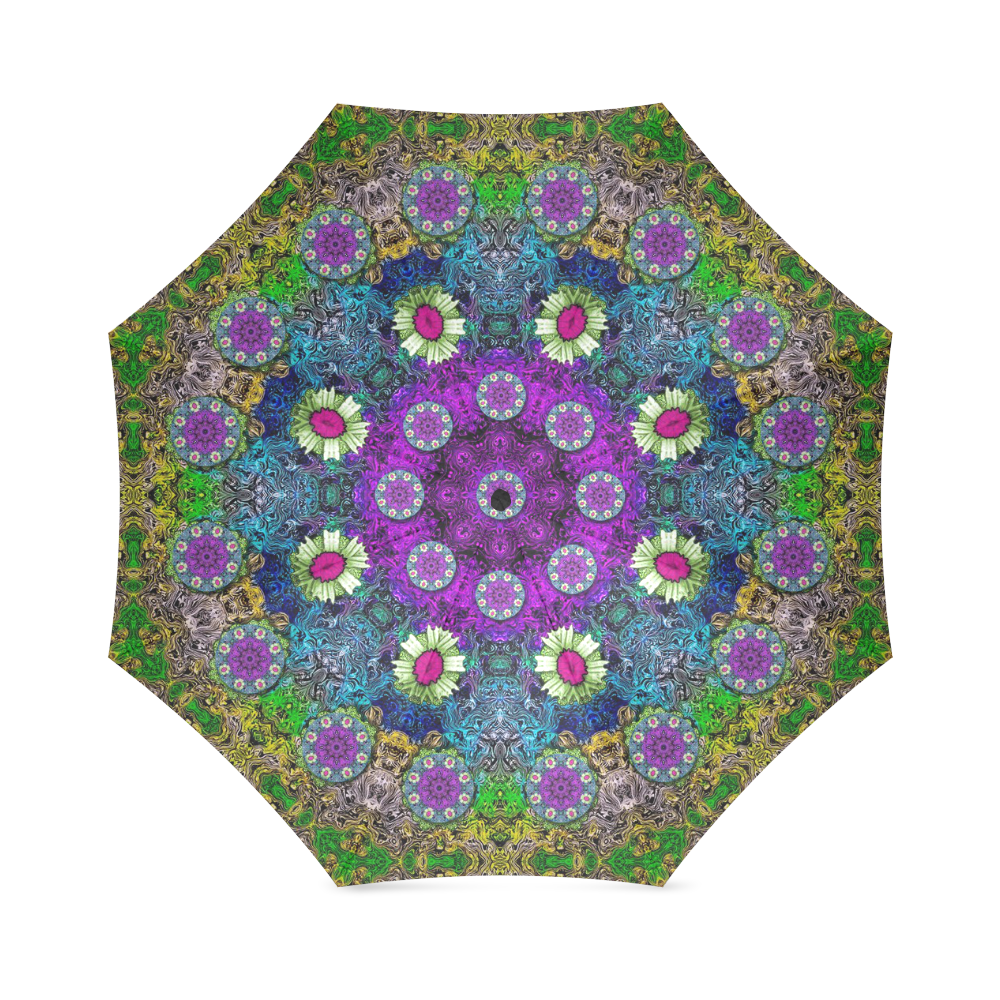 Colors and flowers in a mandala Foldable Umbrella (Model U01)