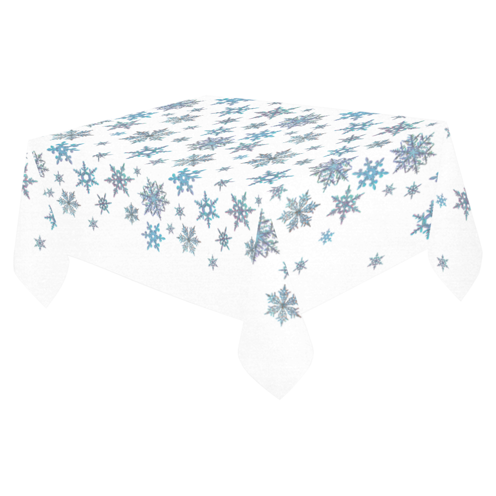 Snowflakes, Blue snow original design Cotton Linen Tablecloth 52"x 70"