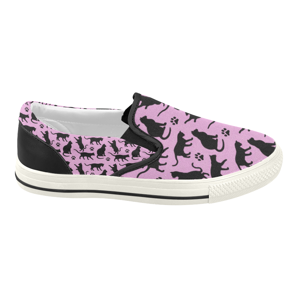 Pink Crazy Cat Lady Women's Slip-on Canvas Shoes (Model 019)
