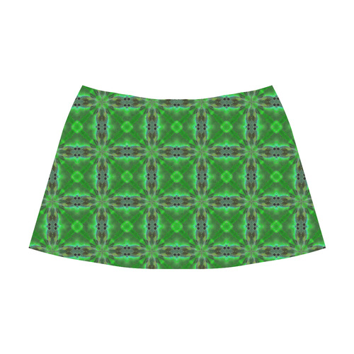 Green Geometric Pattern Mnemosyne Women's Crepe Skirt (Model D16)