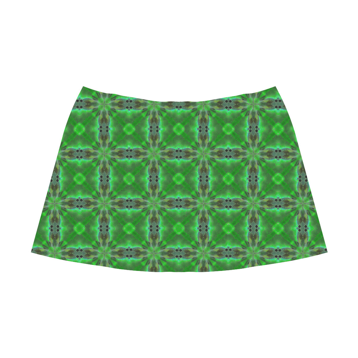 Green Geometric Pattern Mnemosyne Women's Crepe Skirt (Model D16)