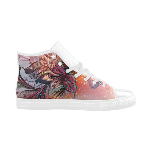 NEW! Designers artistic Shoes with Lily hand-drawn Art. New arrival in our Shop. Fashion 2016! Aquila High Top Microfiber Leather Women's Shoes (Model 032)