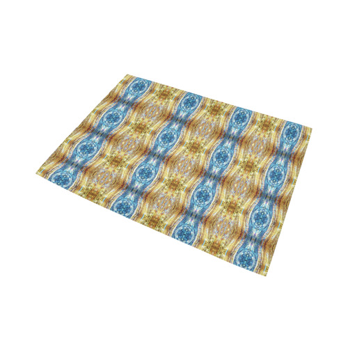 Gold and Blue Elegant Pattern Area Rug7'x5'