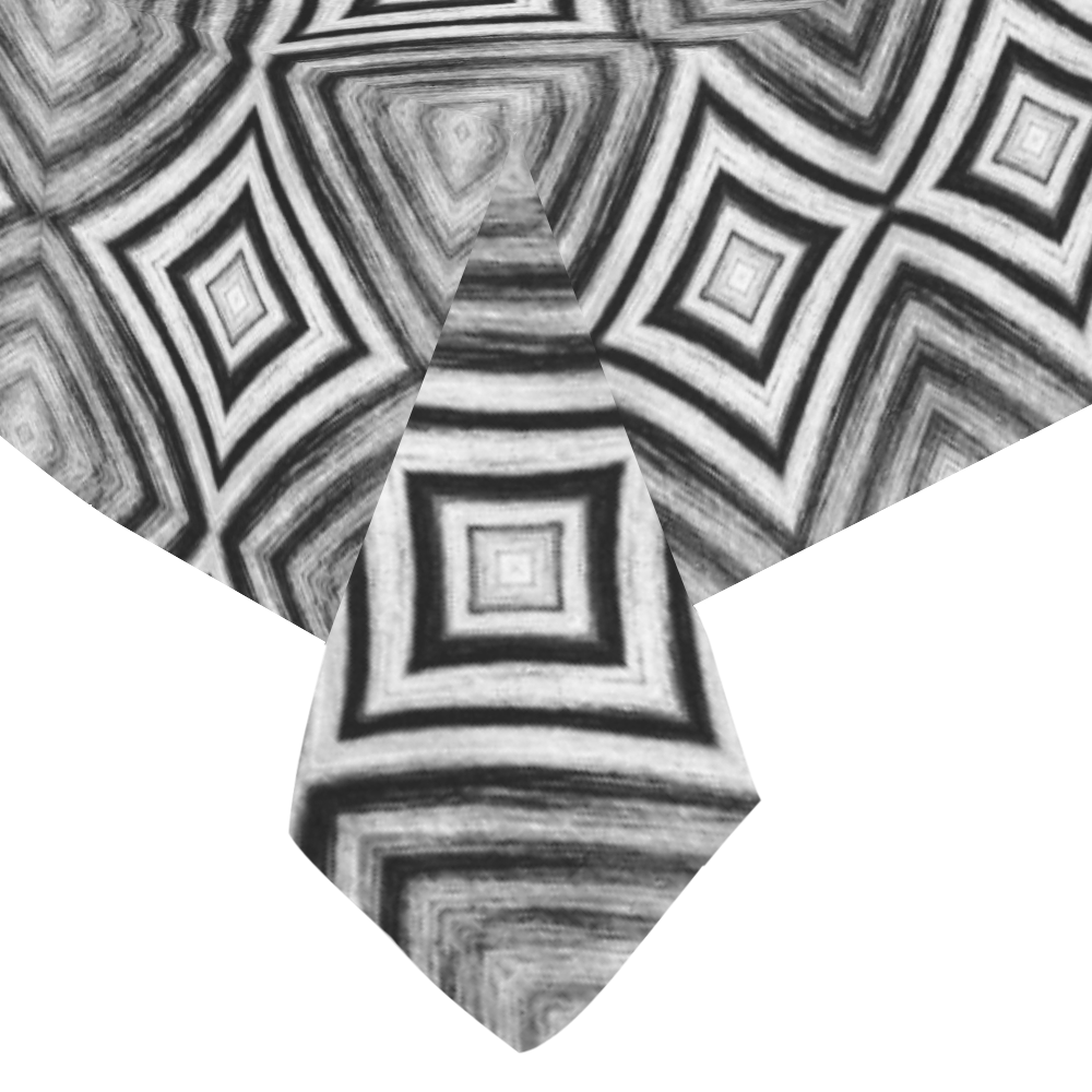 black and white diamond pattern Cotton Linen Tablecloth 60"x 84"