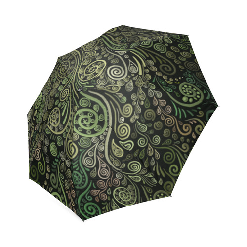 3D Ornaments -Fantasy Tree, green on black - zoom Foldable Umbrella (Model U01)