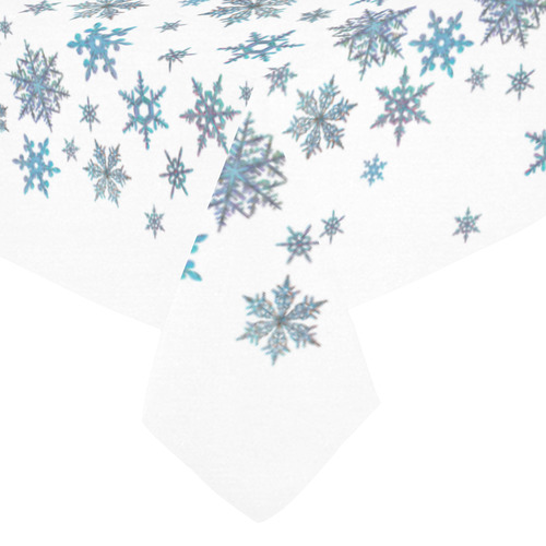 Snowflakes, Blue snow original design Cotton Linen Tablecloth 52"x 70"