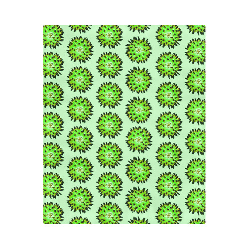 Dahlias Pattern in Green Duvet Cover 86"x70" ( All-over-print)