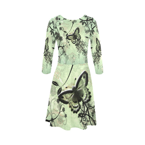 Butterflies and fantasy wood 3/4 Sleeve Sundress (D23)