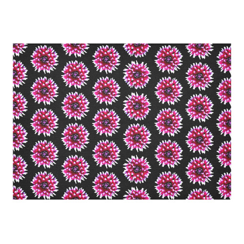 Dahlias Pattern in Pink, Red Cotton Linen Tablecloth 60"x 84"