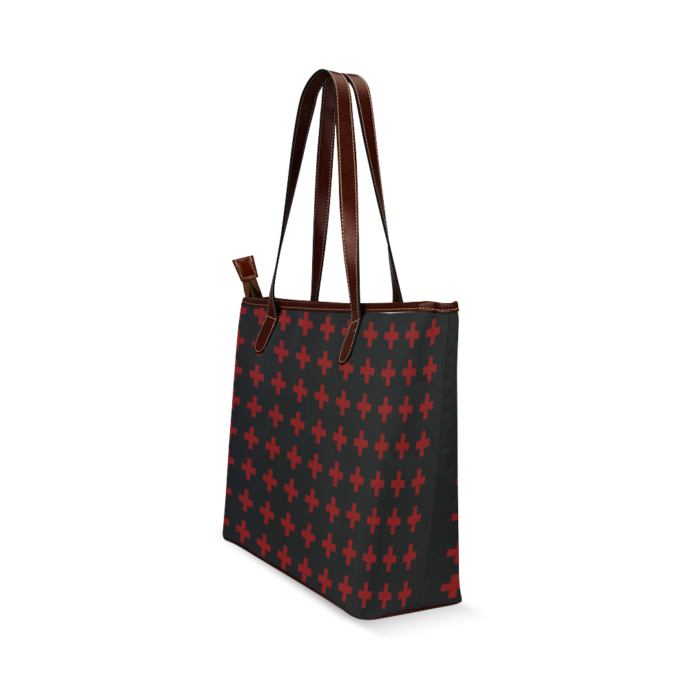 Crosses Punk Rock Style red crosses pattern Shoulder Tote Bag (Model 1646)