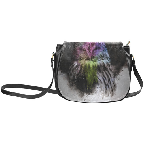 Abstract colorful owl Classic Saddle Bag/Small (Model 1648)