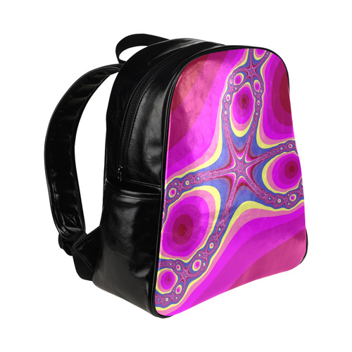 Fractal in pink Multi-Pockets Backpack (Model 1636)