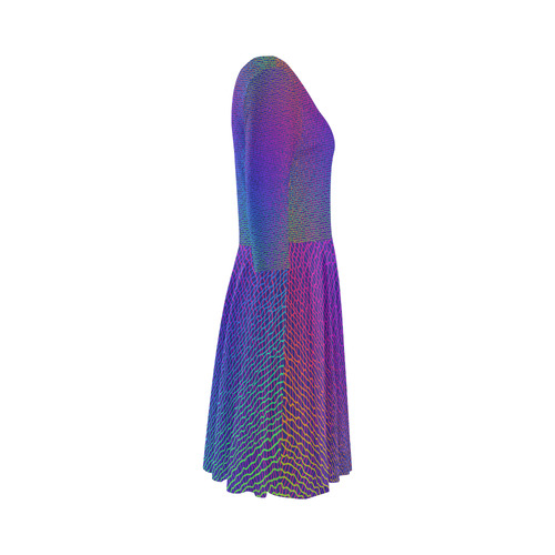 Rainbow Fine Art Grid Black Elbow Sleeve Ice Skater Dress (D20)