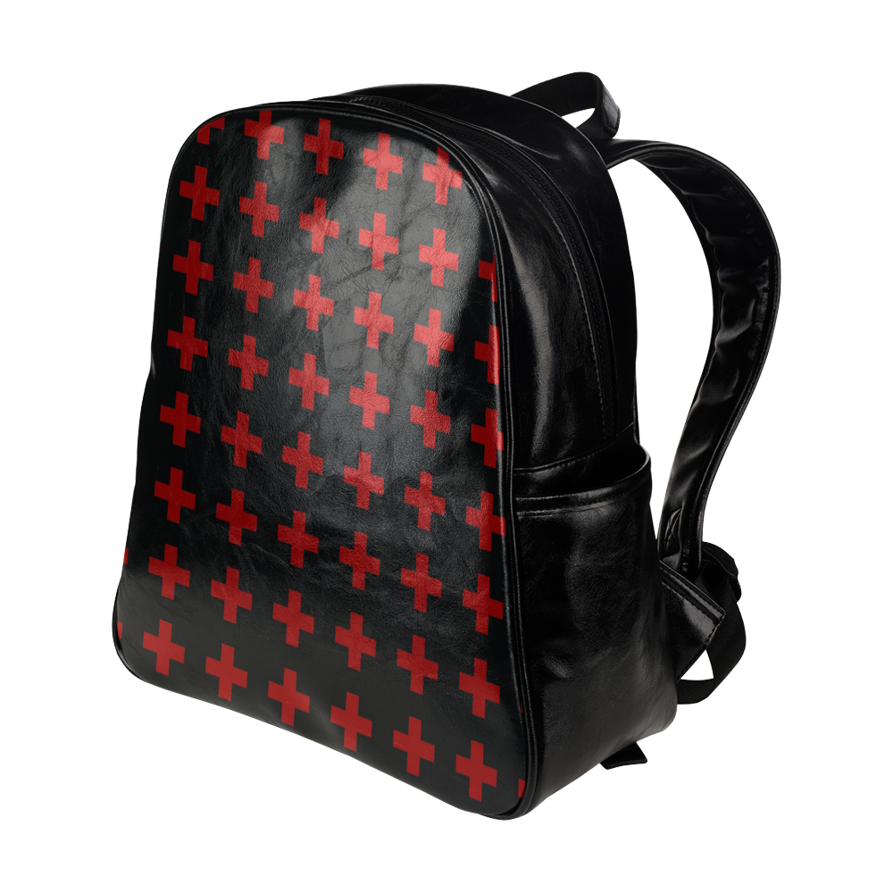Crosses Punk Rock Style Multi-Pockets Backpack (Model 1636)