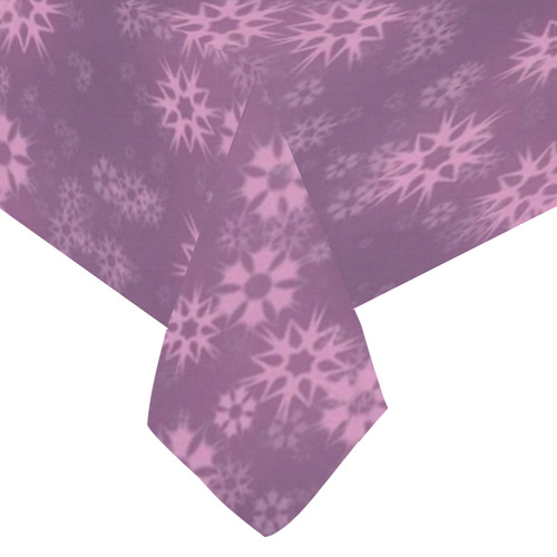 Snow stars lilac Cotton Linen Tablecloth 60"x 104"