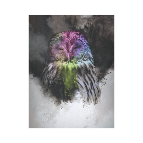 Abstract colorful owl Cotton Linen Wall Tapestry 60"x 80"
