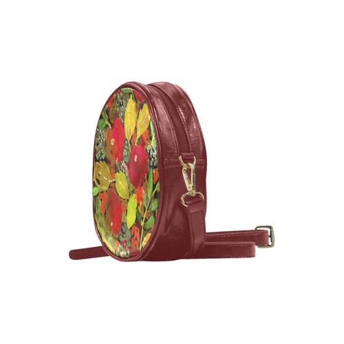 Red Green Winter Flowers Round Sling Bag (Model 1647)