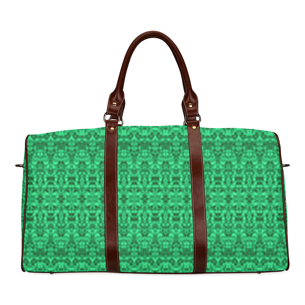 Faded Green Abstract Damask Bohemian Waterproof Travel Bag/Small (Model 1639)