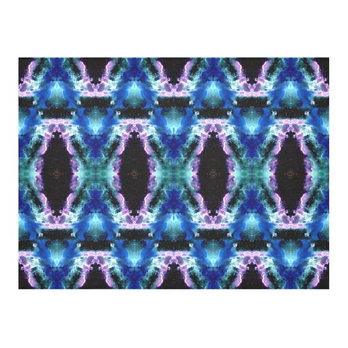Blue, Light Blue, Metallic Diamond Pattern Cotton Linen Tablecloth 52"x 70"