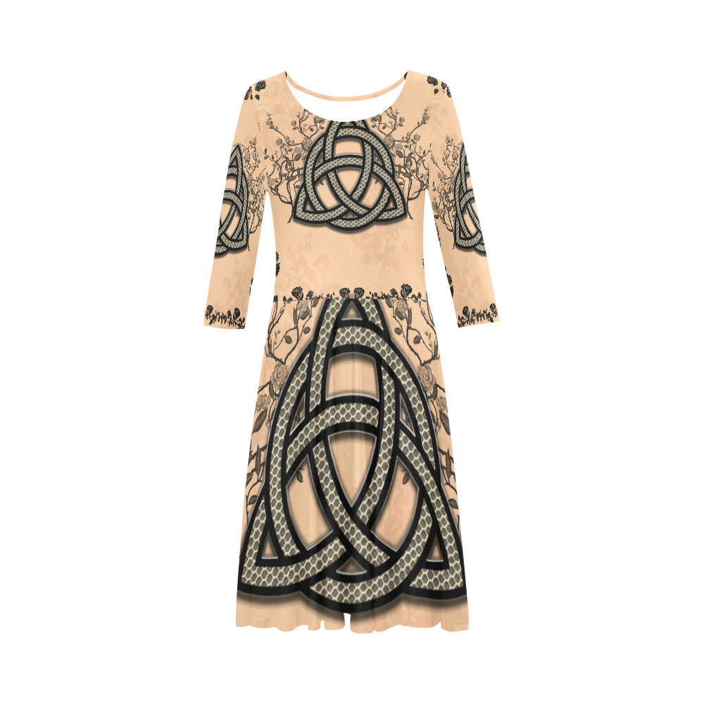 The celtic sign made of fibre Elbow Sleeve Ice Skater Dress (D20)