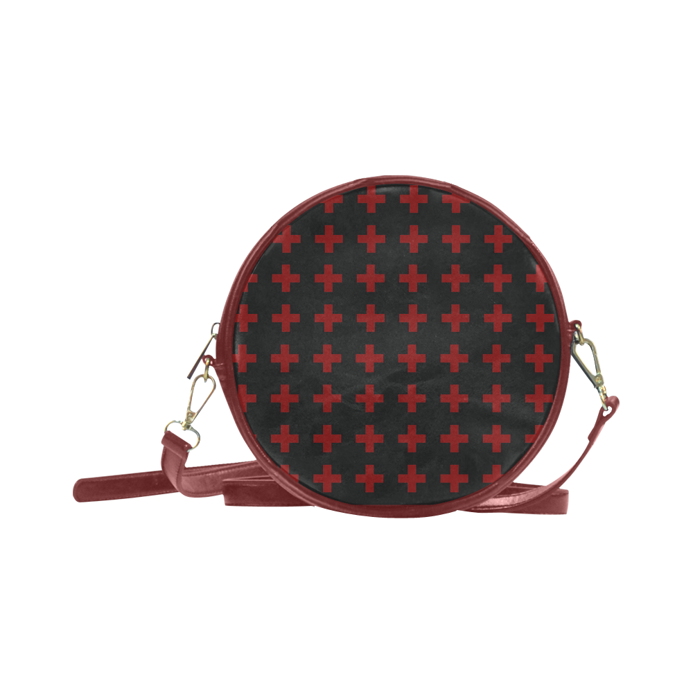 Crosses Punk Rock Style red crosses pattern Round Sling Bag (Model 1647)