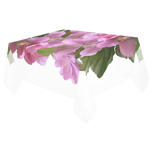 Pink Blossom Branch, watercolors Cotton Linen Tablecloth 52"x 70"