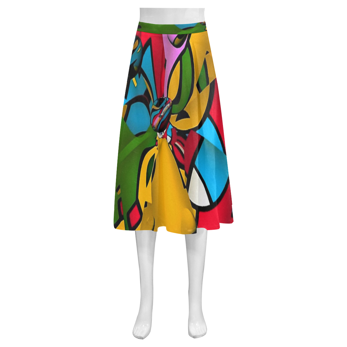 Cylindrical Mirror by Popart Lover Mnemosyne Women's Crepe Skirt (Model D16)