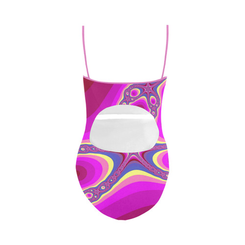 Fractal in pink Strap Swimsuit ( Model S05)