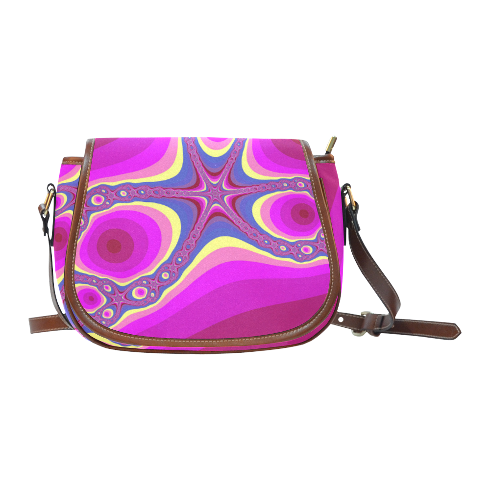Fractal in pink Saddle Bag/Small (Model 1649) Full Customization