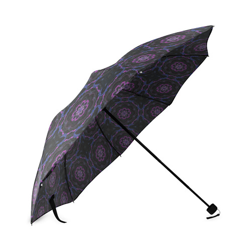 Black Violet Floral Foldable Umbrella (Model U01)