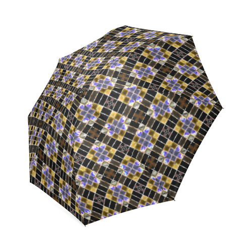 Black Green and Blue Geometric Foldable Umbrella (Model U01)