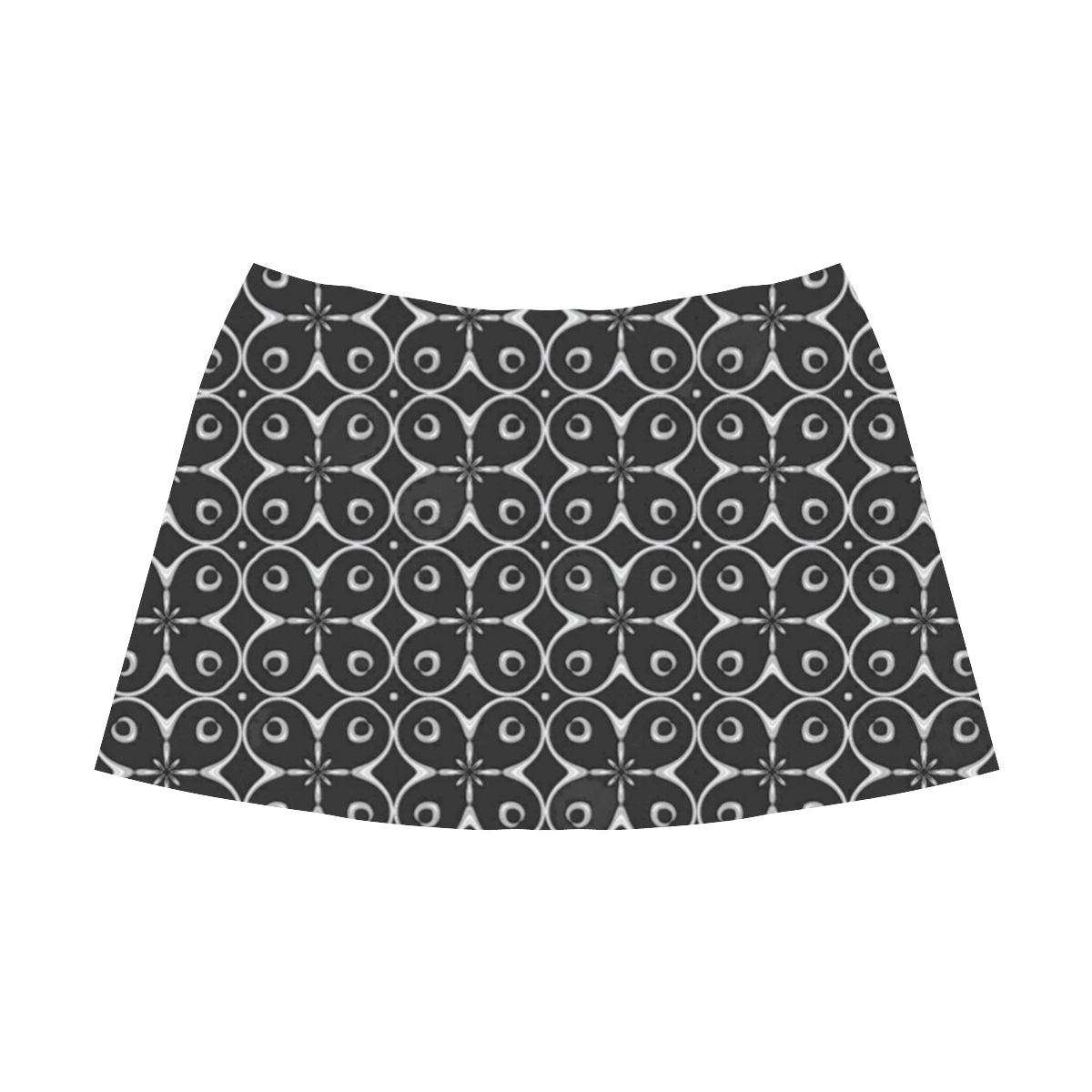 Black and Gray Abstract Mnemosyne Women's Crepe Skirt (Model D16)