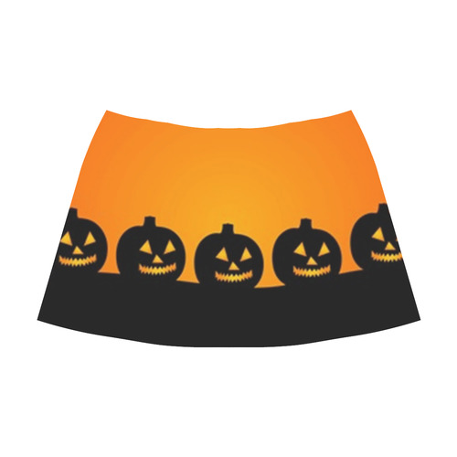 Halloween Jack-o-Lanterns Pumpkins Mnemosyne Women's Crepe Skirt (Model D16)