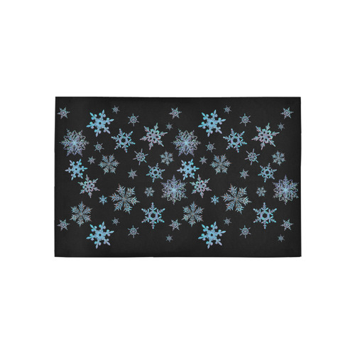 Snowflakes, Blue snow, stitched design Area Rug 5'x3'3''