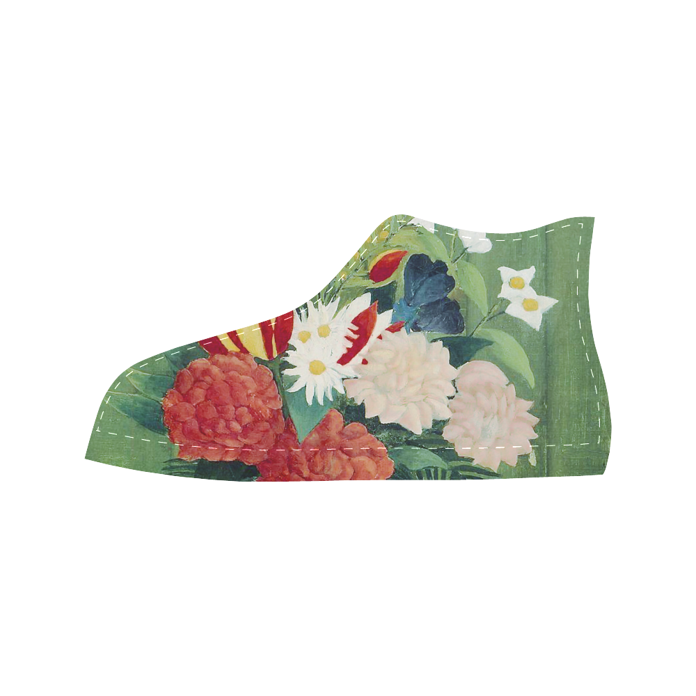 Rousseau Bouquet of Flowers Floral Still Life Aquila High Top Microfiber Leather Women's Shoes (Model 032)